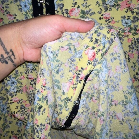 Topshop Yellow Floral Hook Closure Mini Dress || SZ 4 - Picture 9 of 16